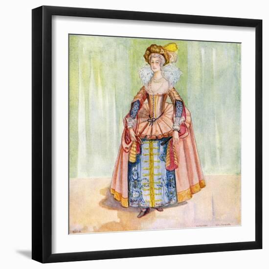 Woman 's costume in reign of James I (1603-1625)-Dion Clayton Calthrop-Framed Giclee Print