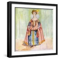 Woman 's costume in reign of James I (1603-1625)-Dion Clayton Calthrop-Framed Giclee Print