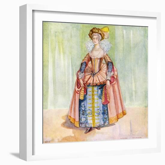 Woman 's costume in reign of James I (1603-1625)-Dion Clayton Calthrop-Framed Giclee Print