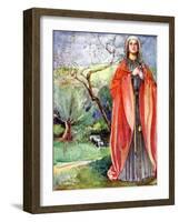 Woman 's costume in reign of John (1199 - 1216)-Dion Clayton Calthrop-Framed Giclee Print