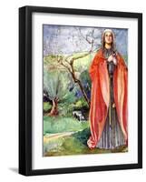 Woman 's costume in reign of John (1199 - 1216)-Dion Clayton Calthrop-Framed Giclee Print