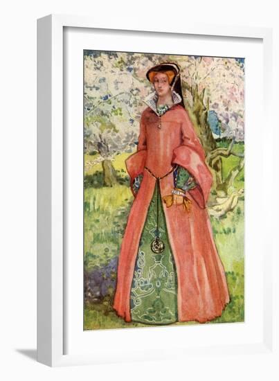 Woman 's costume in reign of Mary I (1553-1558)-Dion Clayton Calthrop-Framed Giclee Print