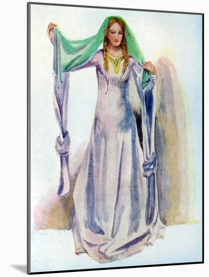 Woman 's costume in reign of Stephen (1135 -1154)-Dion Clayton Calthrop-Mounted Giclee Print