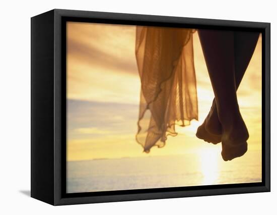 Woman's Feet at Sunset, Maldives Islands-Angelo Cavalli-Framed Stretched Canvas