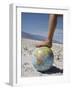 Woman's Foot on Globe, Bad Waters Point, Death Valley National Park, California, USA-Angelo Cavalli-Framed Photographic Print