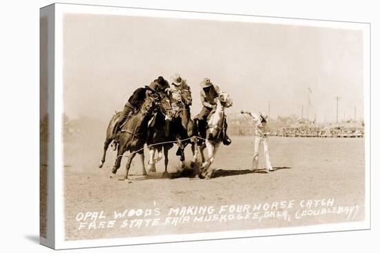 Woman's Four Horse Catch-null-Stretched Canvas