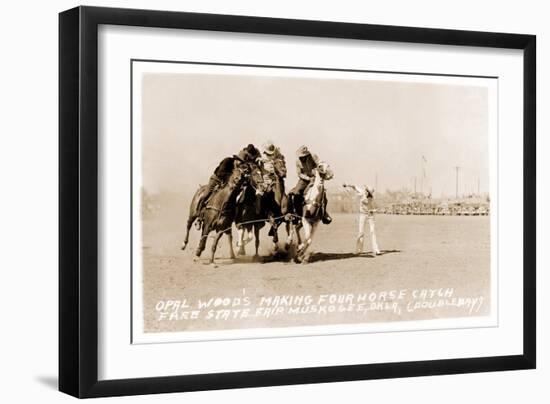 Woman's Four Horse Catch-null-Framed Art Print