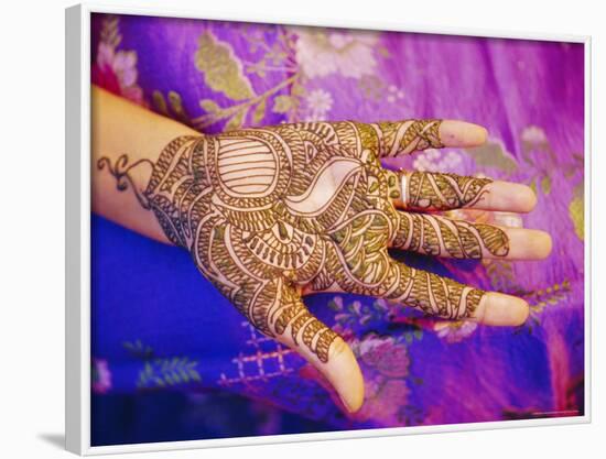 Woman's Hand Decorated with Henna, Rajasthan, India-Bruno Morandi-Framed Photographic Print