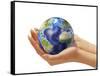 Woman's Hands Holding An Earth Globe-Stocktrek Images-Framed Stretched Canvas