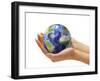 Woman's Hands Holding An Earth Globe-Stocktrek Images-Framed Premium Photographic Print