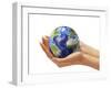 Woman's Hands Holding An Earth Globe-Stocktrek Images-Framed Premium Photographic Print
