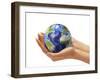 Woman's Hands Holding An Earth Globe-Stocktrek Images-Framed Photographic Print