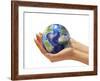 Woman's Hands Holding An Earth Globe-Stocktrek Images-Framed Photographic Print