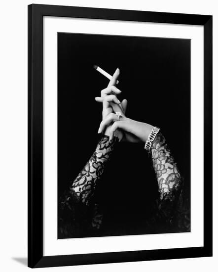 Woman's Hands Holding Cigarette-null-Framed Photographic Print