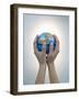 Woman's Hands Holding World Globe-Angelo Cavalli-Framed Photographic Print