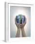 Woman's Hands Holding World Globe-Angelo Cavalli-Framed Photographic Print