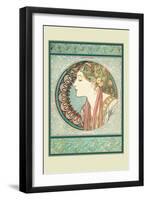 Woman's Profile-Alphonse Mucha-Framed Art Print