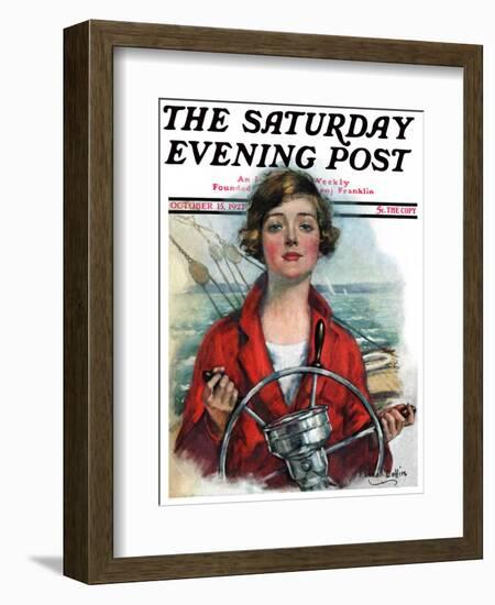 "Woman Sailor," Saturday Evening Post Cover, October 15, 1927-William Haskell Coffin-Framed Giclee Print