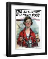 "Woman Sailor," Saturday Evening Post Cover, October 15, 1927-William Haskell Coffin-Framed Giclee Print