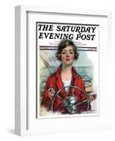 "Woman Sailor," Saturday Evening Post Cover, October 15, 1927-William Haskell Coffin-Framed Giclee Print