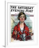 "Woman Sailor," Saturday Evening Post Cover, October 15, 1927-William Haskell Coffin-Framed Giclee Print