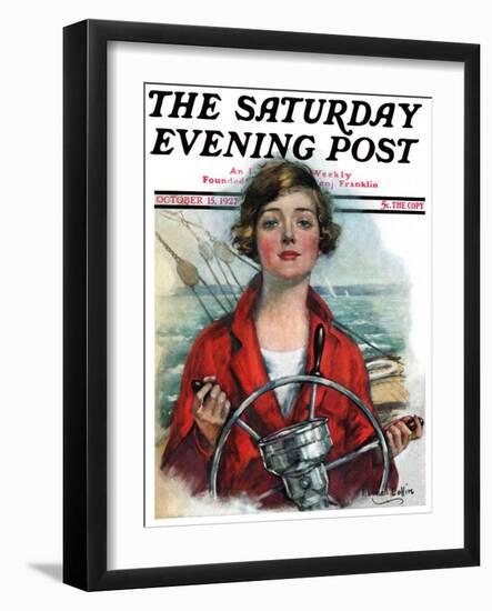 "Woman Sailor," Saturday Evening Post Cover, October 15, 1927-William Haskell Coffin-Framed Giclee Print