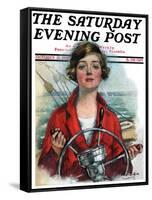 "Woman Sailor," Saturday Evening Post Cover, October 15, 1927-William Haskell Coffin-Framed Stretched Canvas