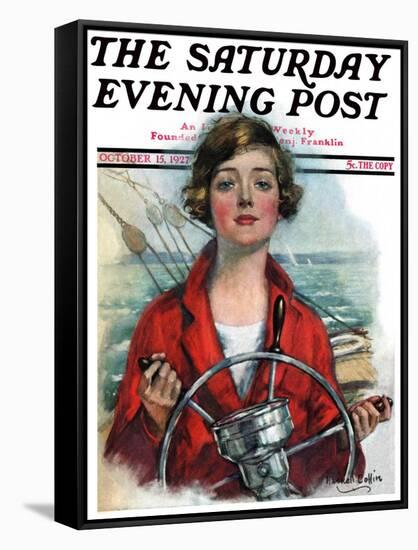 "Woman Sailor," Saturday Evening Post Cover, October 15, 1927-William Haskell Coffin-Framed Stretched Canvas