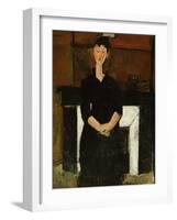 Woman Sat by a Fireplace, 1915-Amedeo Modigliani-Framed Giclee Print