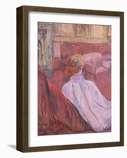 Woman Sat on a Red Settee-Henri de Toulouse-Lautrec-Framed Giclee Print