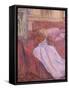 Woman Sat on a Red Settee-Henri de Toulouse-Lautrec-Framed Stretched Canvas