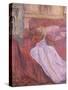 Woman Sat on a Red Settee-Henri de Toulouse-Lautrec-Stretched Canvas