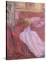 Woman Sat on a Red Settee-Henri de Toulouse-Lautrec-Stretched Canvas
