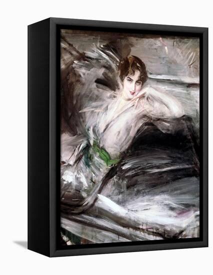 Woman Sat on Chair, C1860-Giovanni Boldini-Framed Stretched Canvas