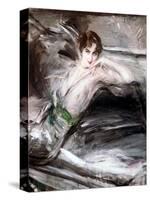 Woman Sat on Chair, C1860-Giovanni Boldini-Stretched Canvas