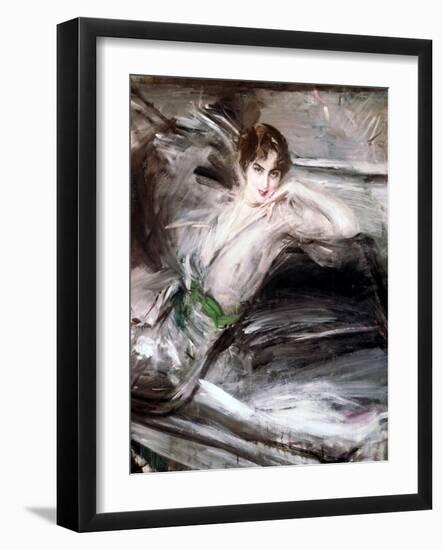 Woman Sat on Chair, C1860-Giovanni Boldini-Framed Giclee Print