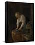 Woman Scouring Metalware-Jan Havicksz Steen-Framed Stretched Canvas