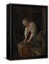 Woman Scouring Metalware-Jan Havicksz Steen-Framed Stretched Canvas