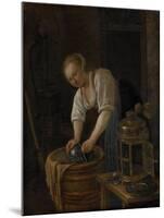 Woman Scouring Metalware-Jan Havicksz Steen-Mounted Art Print