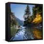 Woman Sea Kayaker on Lake Diablo, North Cascades National Park, Washington, USA-Gary Luhm-Framed Stretched Canvas