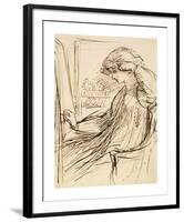 Woman Seated at an Embroidery Frame or Easel-Dante Gabriel Rossetti-Framed Premium Giclee Print