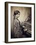 Woman Seated at Piano-Eugene Deveria-Framed Premium Giclee Print