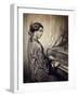 Woman Seated at Piano-Eugene Deveria-Framed Premium Giclee Print