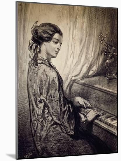 Woman Seated at Piano-Eugene Deveria-Mounted Giclee Print