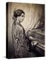 Woman Seated at Piano-Eugene Deveria-Stretched Canvas