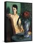 Woman Seated beside a Vase of Flowers-Edgar Degas-Framed Stretched Canvas