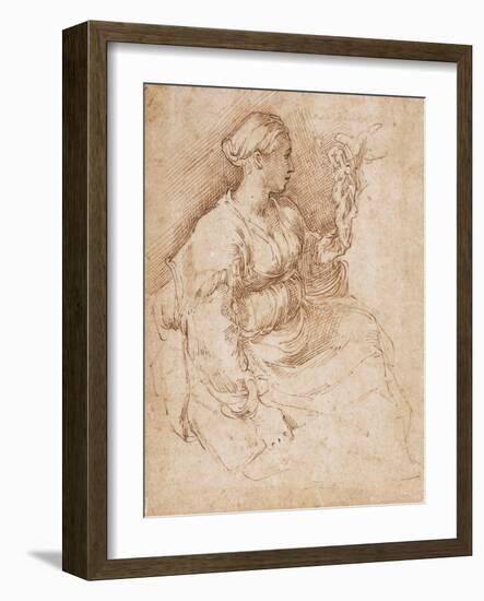 Woman Seated Holding a Statuette of Victory, C.1524-Parmigianino-Framed Giclee Print