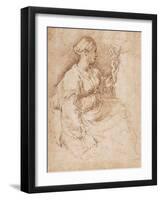 Woman Seated Holding a Statuette of Victory, C.1524-Parmigianino-Framed Giclee Print