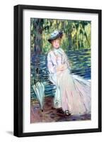 Woman Seated on a Bench, C1874-Claude Monet-Framed Giclee Print