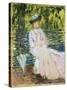 Woman Seated on a Bench-Claude Monet-Stretched Canvas